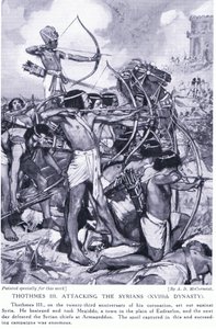 Thomthes III attaquant les Syriens (XVIIIe dynastie), vers 1920
